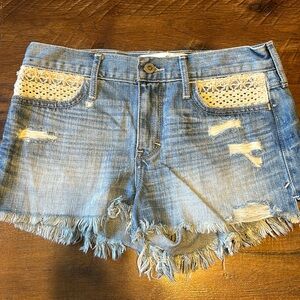 Vintage Y2K Hollister Jean Shorts with Crochet detailing Size 25